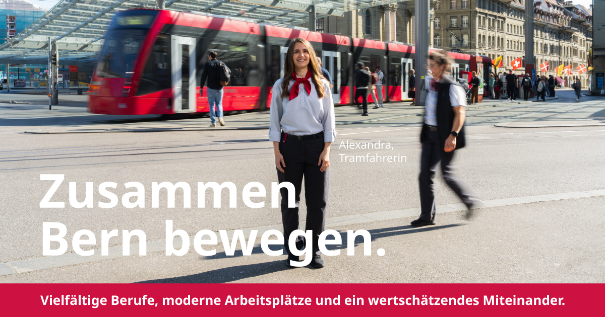 Bernmobil Personalkampagne Instagram Facebook LinkedIn Tramfahrer in Facebook