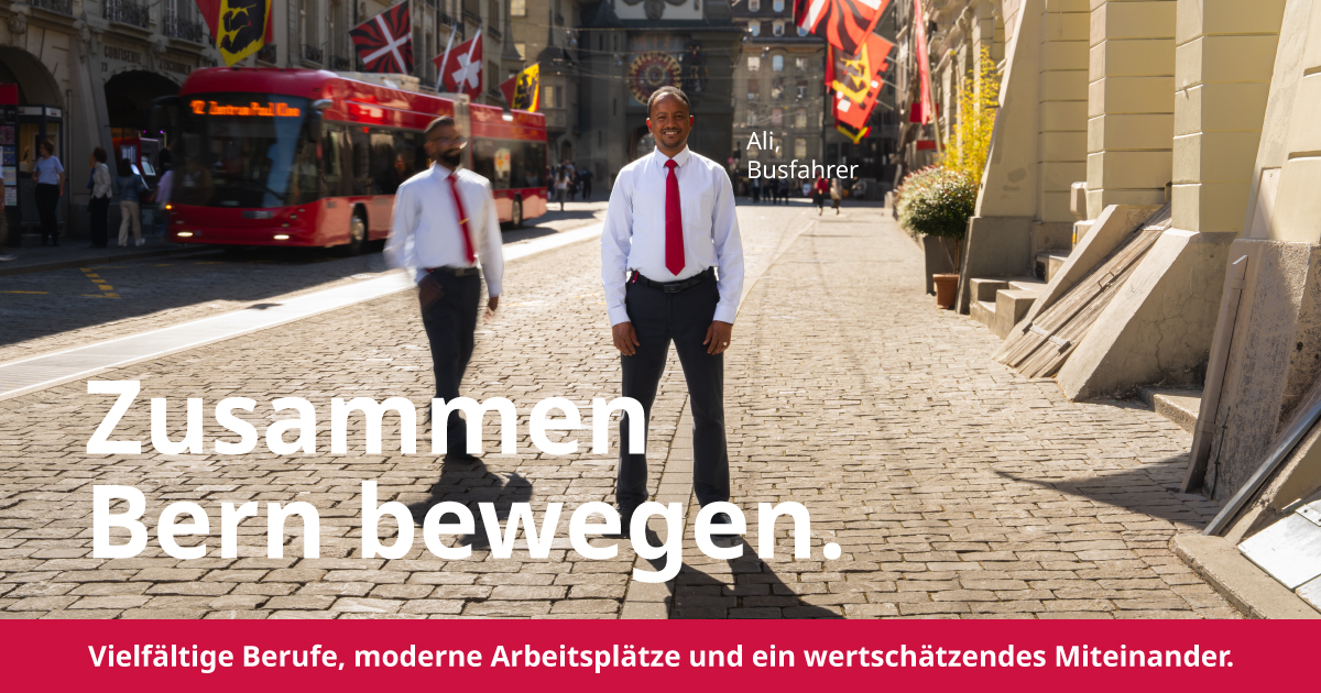 Bernmobil Personalkampagne Instagram Facebook LinkedIn Busfahrer in Facebook